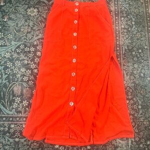 Vibrant Red Button-Down Skirt